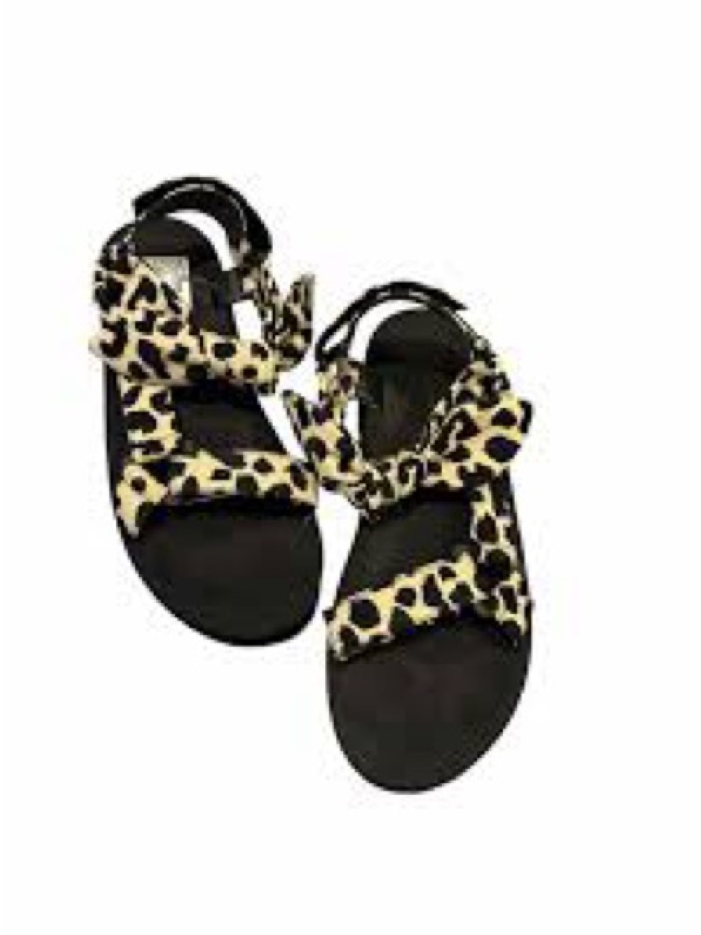 Loeffler Randall Leopard-Print Strap Sandals in Black & Cream